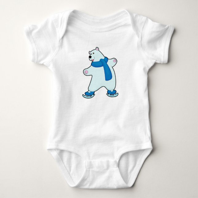Eisbär auf der Skaten mit Scarf Baby Strampler (Vorderseite)
