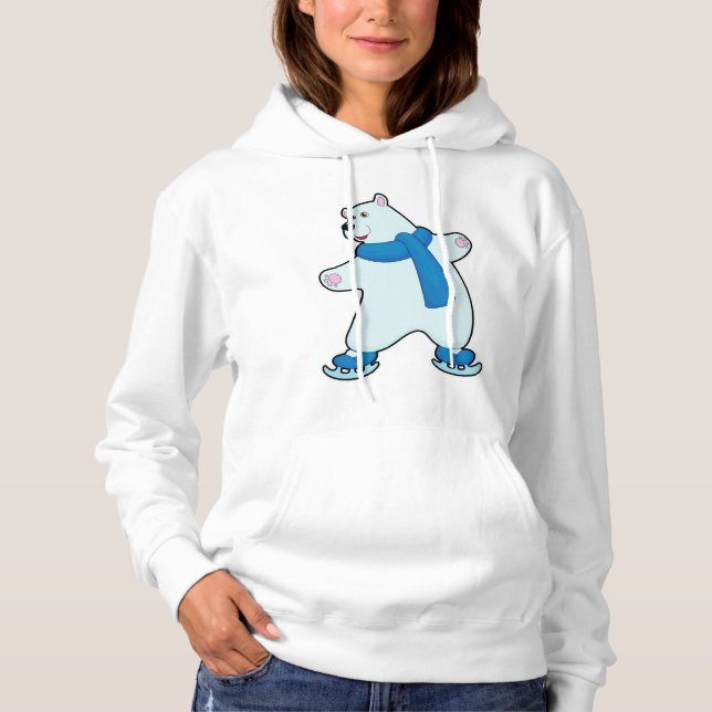 Eisbär auf der Skaten mit Scarf Hoodie (Vorderseite)