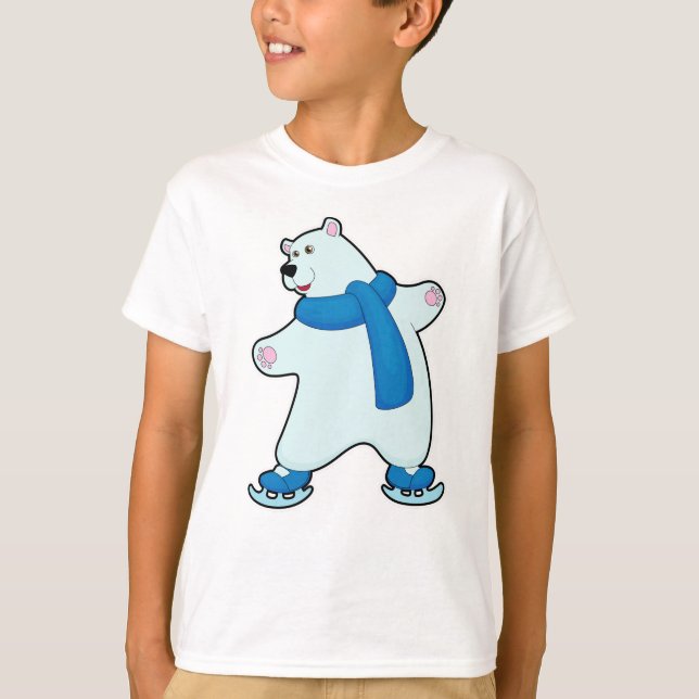 Eisbär auf der Skaten mit Scarf T-Shirt (Vorderseite)