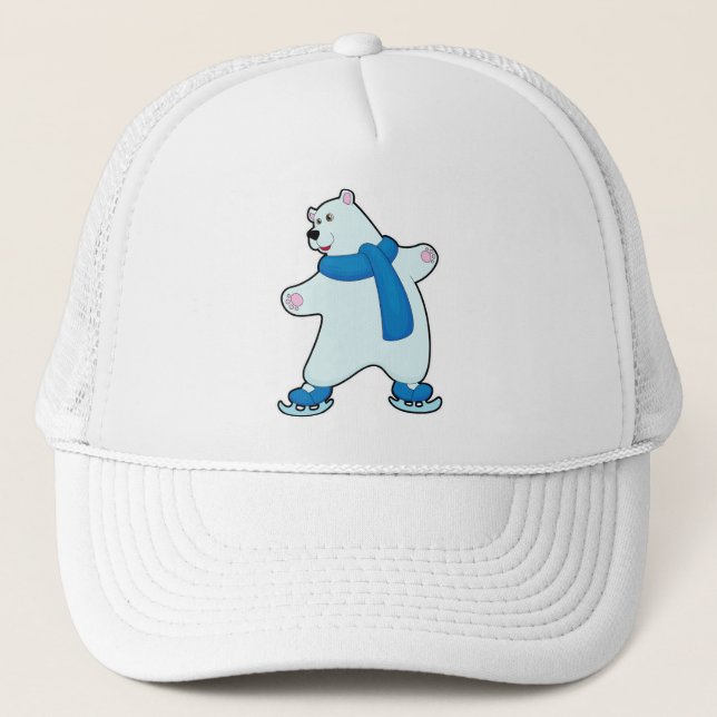 Eisbär auf der Skaten mit Scarf Truckerkappe (Vorderseite)