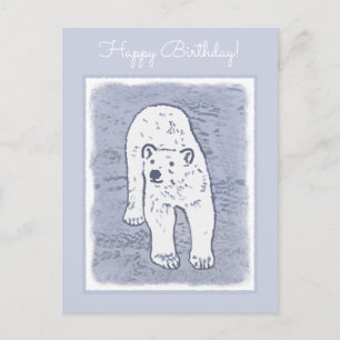 Eisbär auf Eis Gemälde - Originale Wildlife-Kunst Postkarte