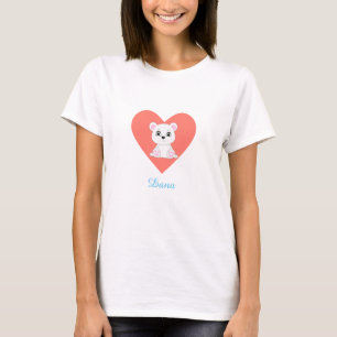 Eisbär auf Herz & Kalligrafie T-Shirt