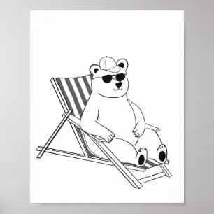 Eisbär auf Liegestuhl Poster