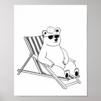 Eisbär auf Liegestuhl Poster