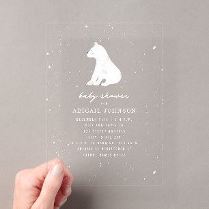 Eisbär-Baby-Party Winter-Schnee Neutral Acryleinladungen