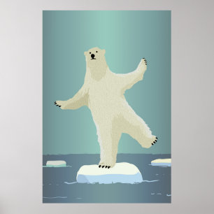 Eisbär balanciert auf Eisberg-Kunstwerk Poster