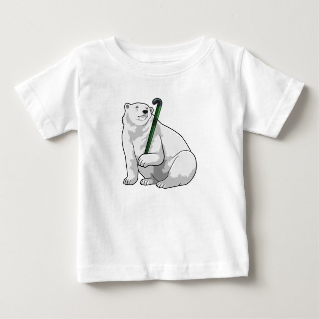 Eisbär beim Hockey mit Hockeystick Baby T-shirt (Vorderseite)