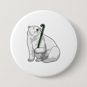 Eisbär beim Hockey mit Hockeystick Button