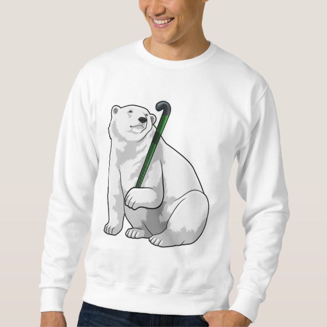 Eisbär beim Hockey mit Hockeystick Sweatshirt (Vorderseite)
