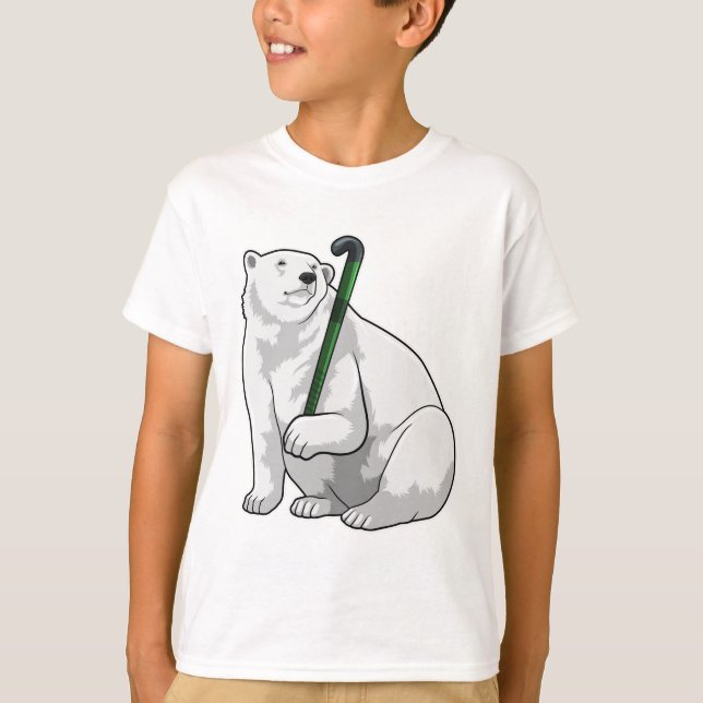 Eisbär beim Hockey mit Hockeystick T-Shirt (Vorderseite)