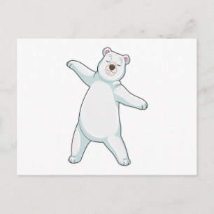 Eisbär beim Yoga Fitness im Stehen Postkarte