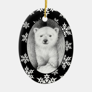 Eisbär-CUB-Weihnachtsschneeflocke-Verzierung Keramikornament