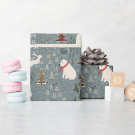Eisbär der Weihnachtstiere auf blaugrau Geschenkpapier