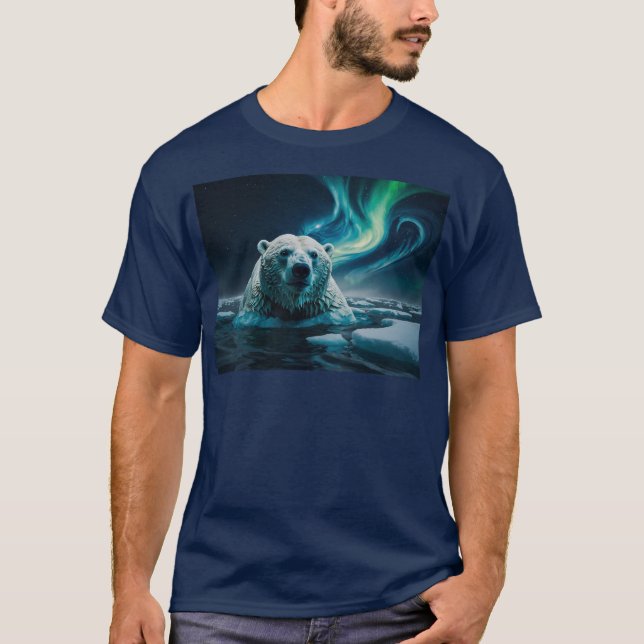Eisbär, Eisschollen und Aurora Art T-Shirt (Vorderseite)