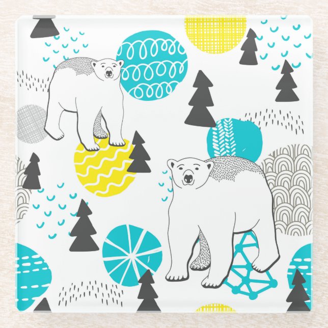 Eisbär Glasuntersetzer (Vorderseite)