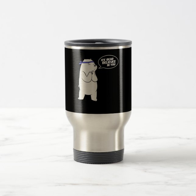 Eisbär glaubt an euch Polarbär lange Reisebecher (Mittel)