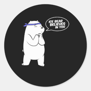 Eisbär glaubt an euch Polarbär lange Runder Aufkleber