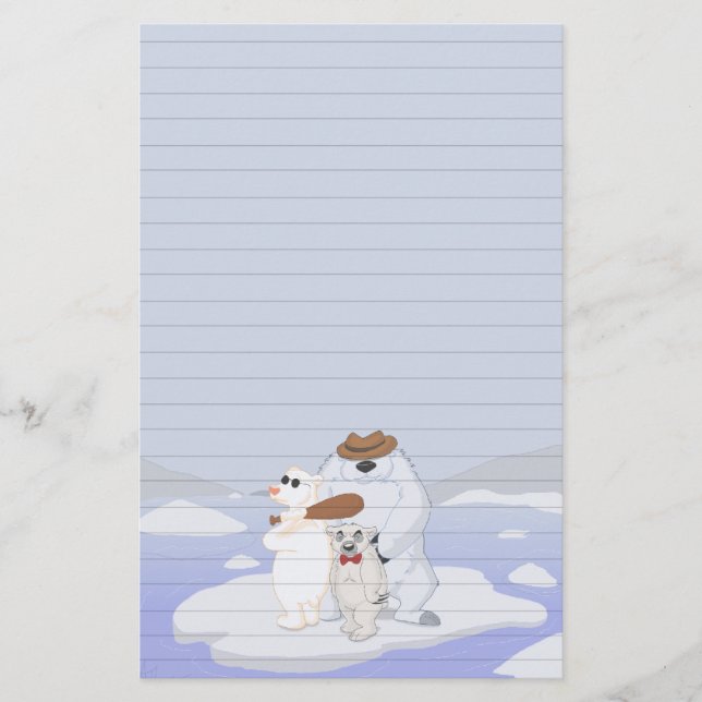 Eisbär-Gruppe auf dem Eis-Briefpapier (angeordnet) Briefpapier (Vorderseite)
