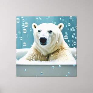 Eisbär im Baden Leinwanddruck