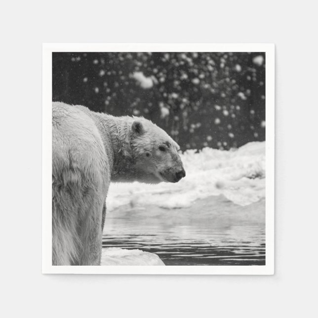 Eisbär im Schnee Serviette (Vorderseite)