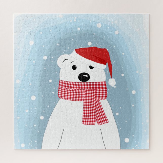 Eisbär in der Weihnachtsmannmütze, personalisiert (Vertikal)