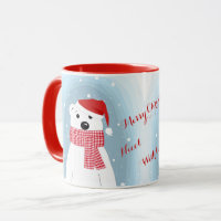 Eisbär in der Weihnachtsmannmütze, personalisiert