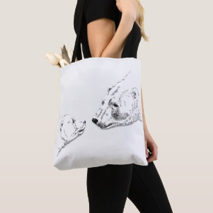 Eisbär & Jungtier Tragetasche Bären Kunst Einkaufs Tasche