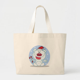 Eisbär mit Candy Cane Holiday Tshirts Jumbo Stoffbeutel