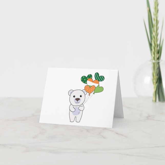 Eisbär mit irischen Balloons-Niedlichen Tieren als Dankeskarte (Vorderseite)