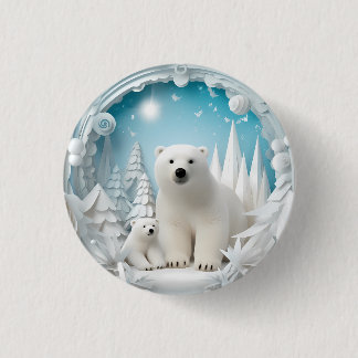 Eisbär mit Jungtier Arktischer Ozean Weiß Winter Button