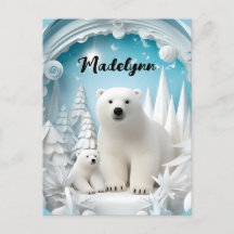 Eisbär mit Jungtier Arktischer Ozean Weiß Winter