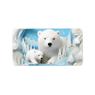 Eisbär mit kalter Arktis Weißer Winter Adressaufkleber