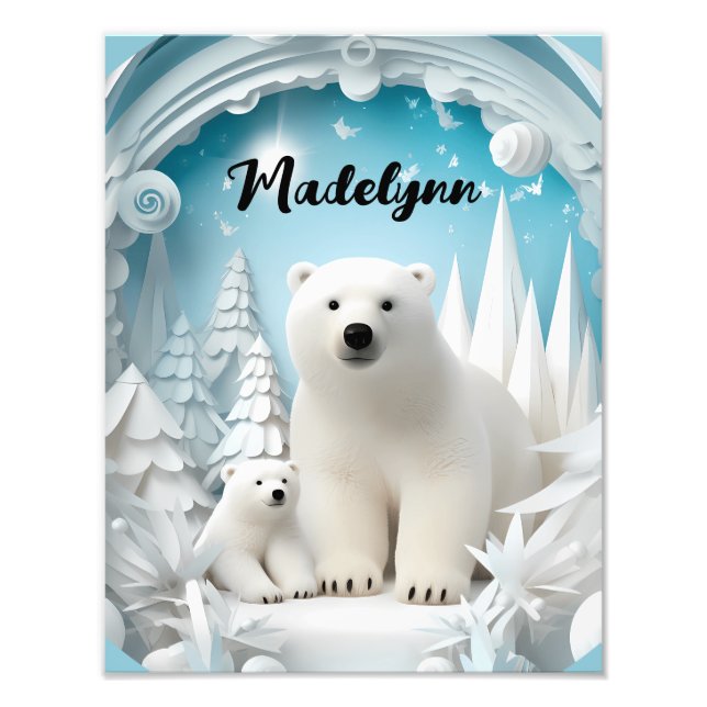 Eisbär mit kalter Arktis Weißer Winter Fotodruck (Vorne)