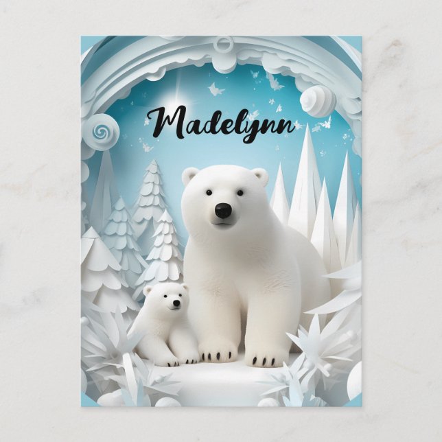 Eisbär mit kalter Arktis Weißer Winter Postkarte (Vorderseite)