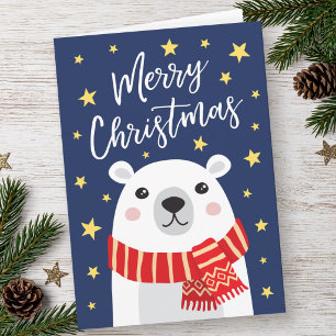 Eisbär mit Schal Frohe Weihnachten Karte