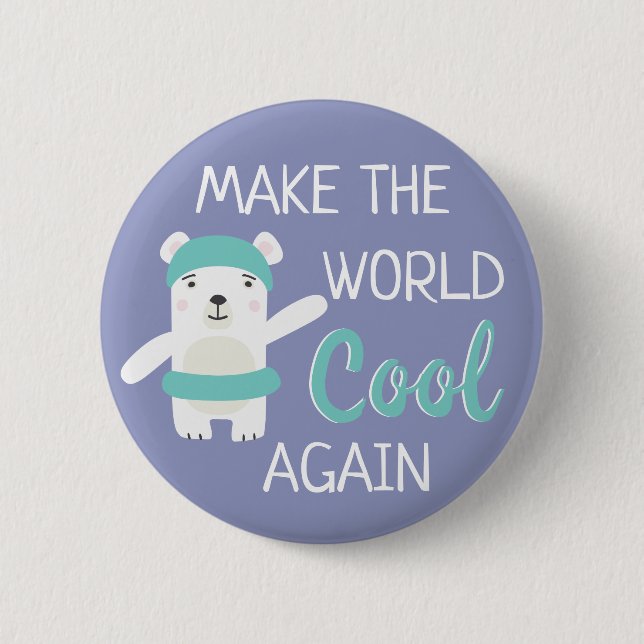 Eisbär mit schwimmendem Ring Klimawandel Button (Vorderseite)