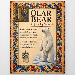 Eisbär, mittelalterliche Bestiarien-Kunst Postkarte