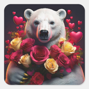 Eisbär möchte, dass du sein Valentinstag bist Quadratischer Aufkleber
