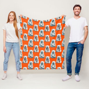 Eisbär-Musterdesign auf Orange Fleecedecke