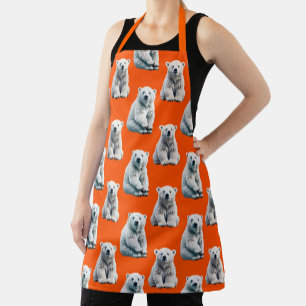 Eisbär-Musterdesign auf Orange Schürze