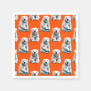 Eisbär-Musterdesign auf Orange Serviette