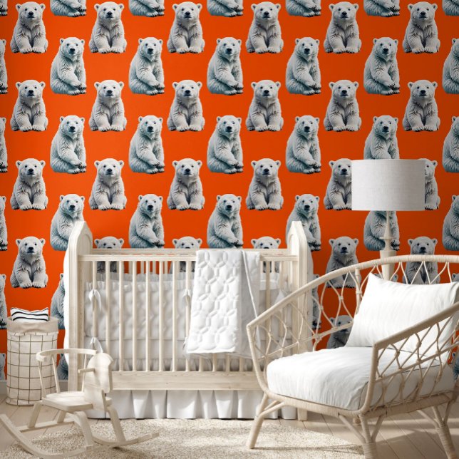 Eisbar-Musterdesign auf Orange Tapete (Von Creator hochgeladen)