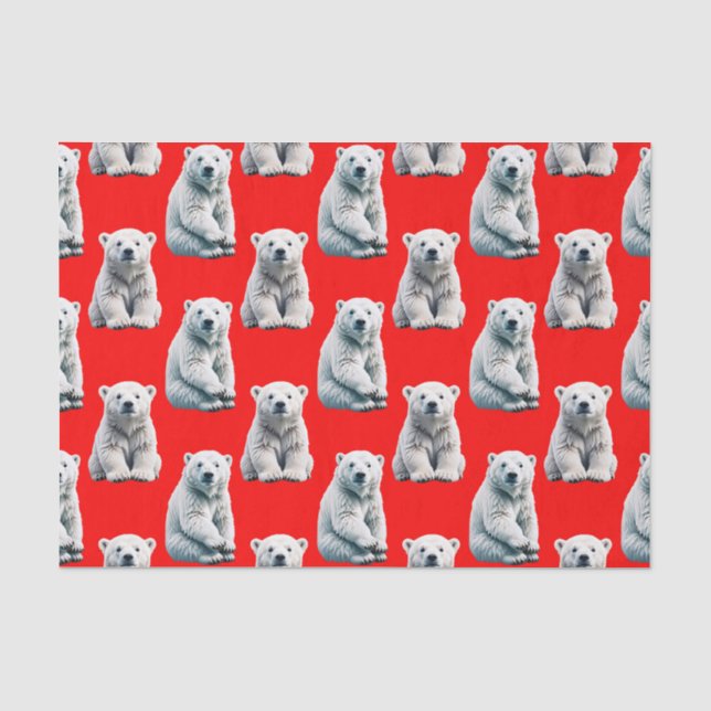 Eisbär-Musterdesign auf Rot  Seidenpapier (Vorderseite)