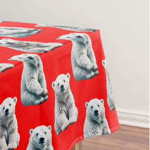 Eisbär-Musterdesign auf Rot Tischdecke