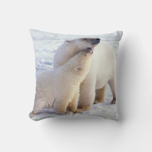 Eisbär-Muttertier mit Jungtier, Rudel Kissen