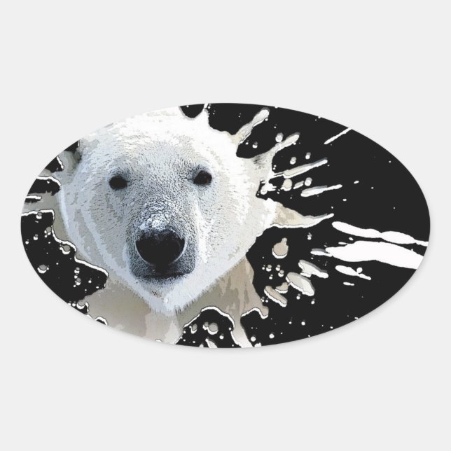 Eisbär Ovaler Aufkleber (Vorderseite)