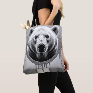 Eisbar-Porträt mit metallischem Tropfeneffekt 🐻❄ Tasche