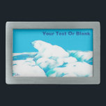 Eisbär Rechteckige Gürtelschnalle<br><div class="desc">Ein etwas stilisiertes, blau getöntes Bild eines Polarbären (Ursus maritimus), der sich auf dem Polareispack ruht. Fügen Sie Ihren eigenen Text hinzu.</div>