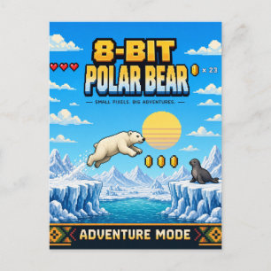 Eisbär, Retro-8-Bit-Pixelkunst Postkarte