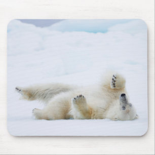 Eisbär rollt im Schnee, Norwegen Mousepad
